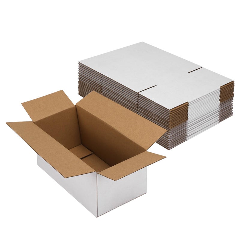 Hoikwo 9x4x4 Shipping Boxes Set of 25, White Corrugated Cardboard Box for Small Business for Packaging Mailing - Image 1